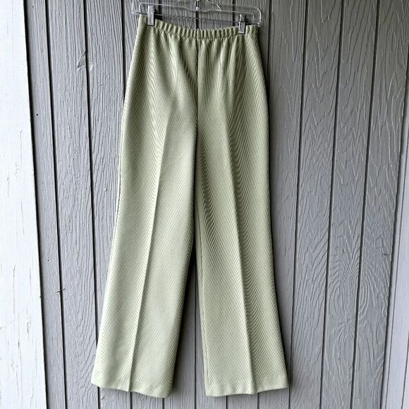 Vintage Jantzen Ribbed Knit Mint Green Wide Leg Pants, Fits M/L - Picture 4 of 6